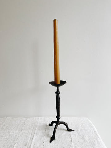 Hammered iron candlestick